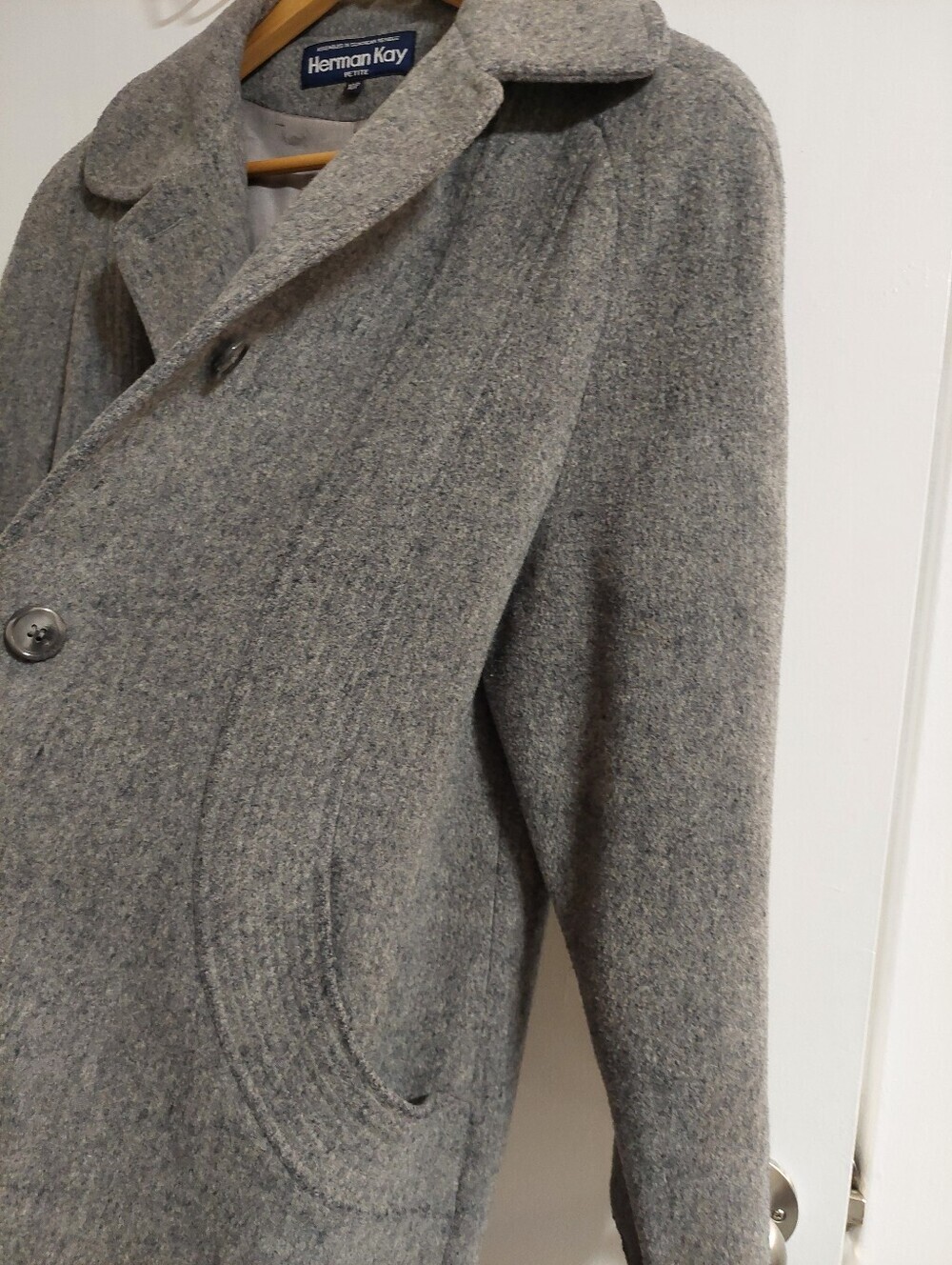 Herman Kay Women's Gray Wool Coat Jacket - Picture 3 of 6